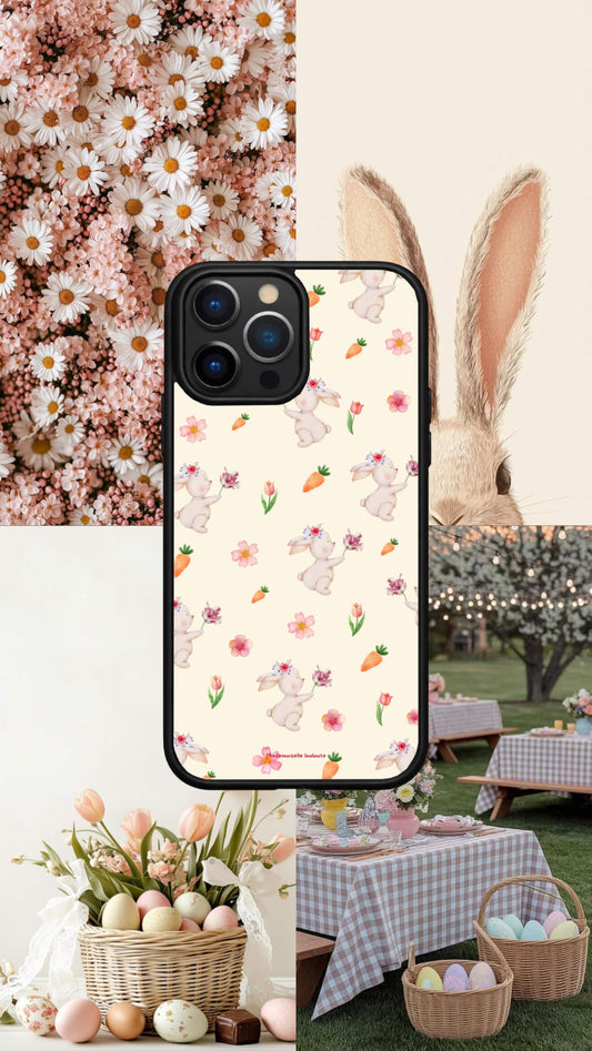 Coques lapin carotte fleurs. Moodboard