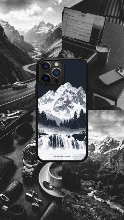 Coque de téléphone Relief avec motif abstrait de lignes topographiques noires sur fond clair.