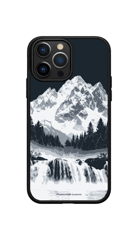 Coque de téléphone Relief avec motif abstrait de lignes topographiques noires sur fond clair.