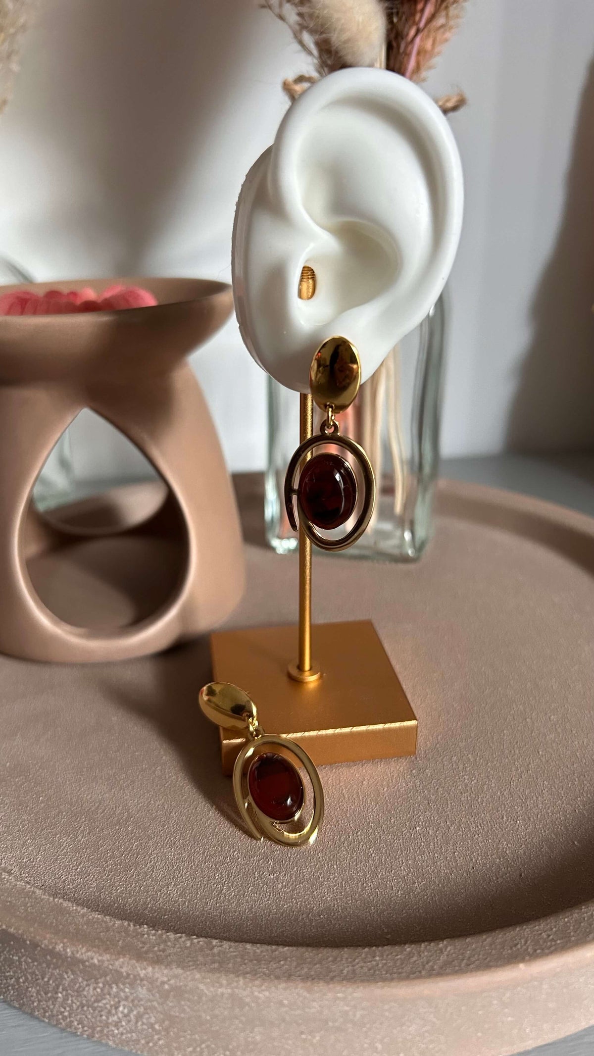 Boucle Apoline Or et marron 