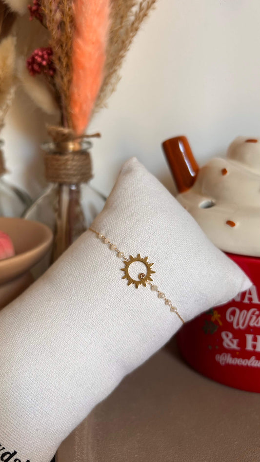 BRACELET ELISE OR SOLEIL PERLE, DIAMANT 