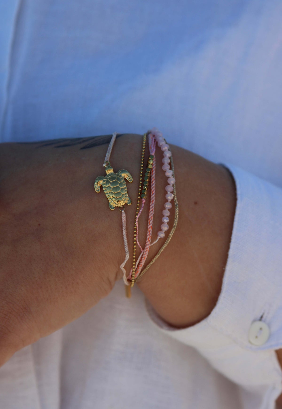 Bracelet rose Leonie, tortue 