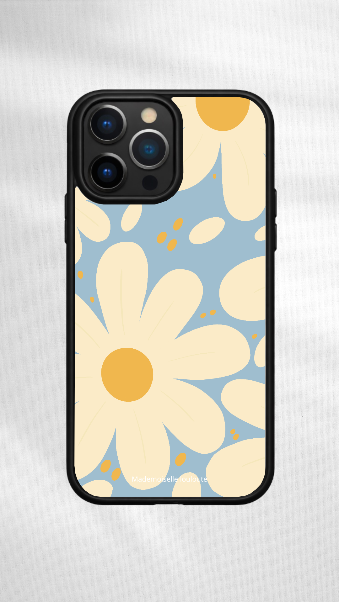 Coques fleurs bleu et blanche 