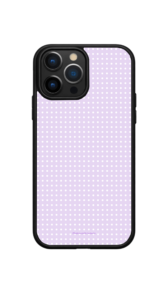 Coque violette pois blanc 