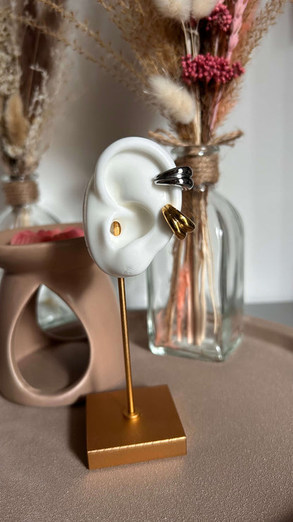 Earcuff porté or et argent