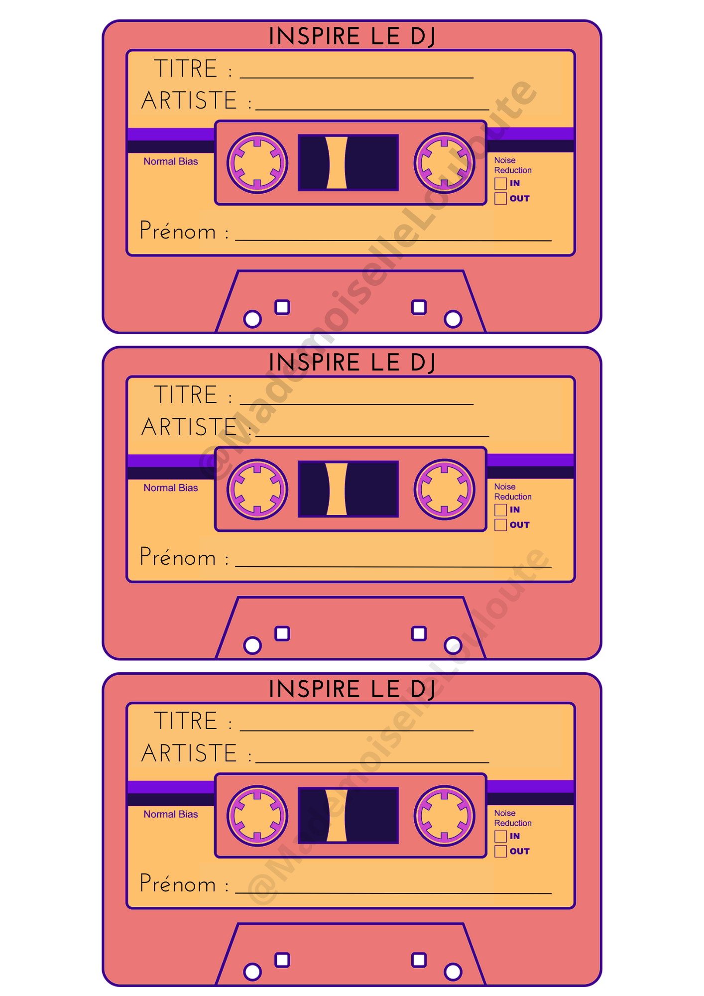 Fichier imprimable - Inspire le DJ - Mademoiselle Louloute
