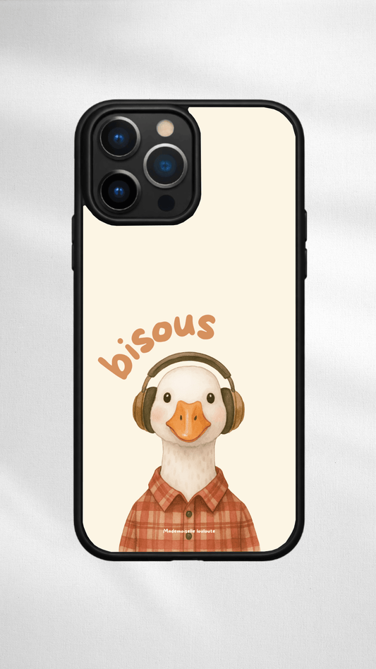 Coque, oie + écriture bisous 