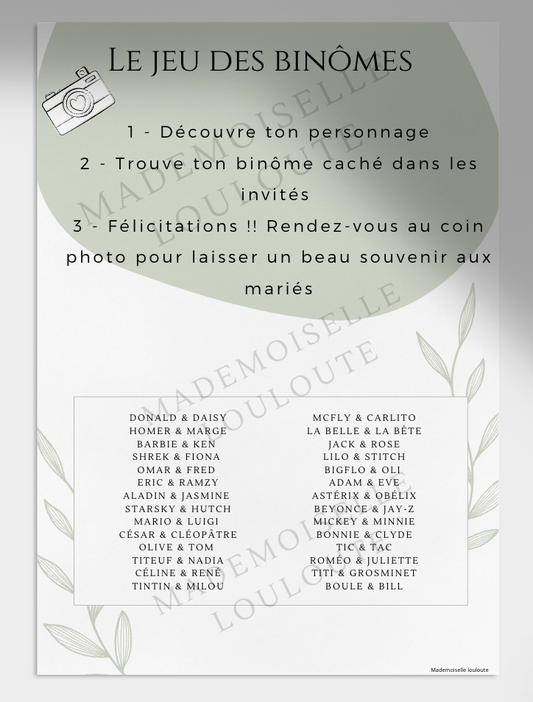 JEU DES BINOMES - SAUGE 