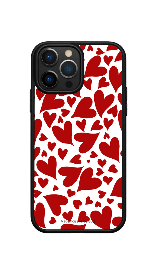Coque coeur rouge fond blanc 