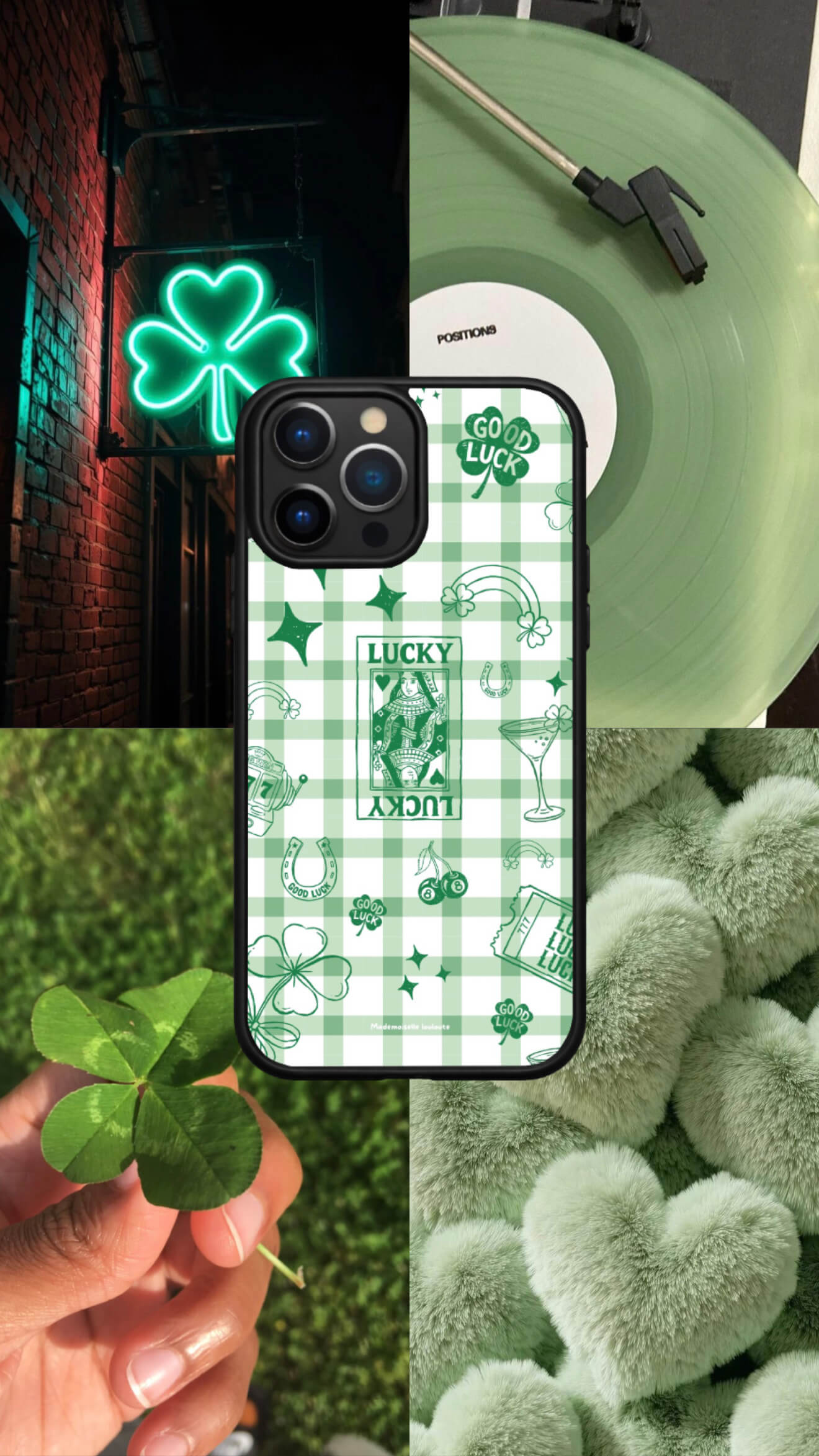 Coque lucky, verte symbole chance 