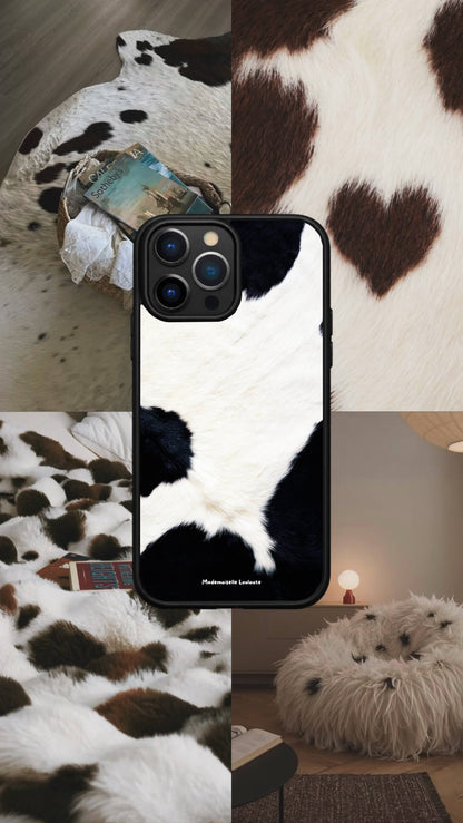 Coque de téléphone Milly avec motif effet fourrure blanche et noire
