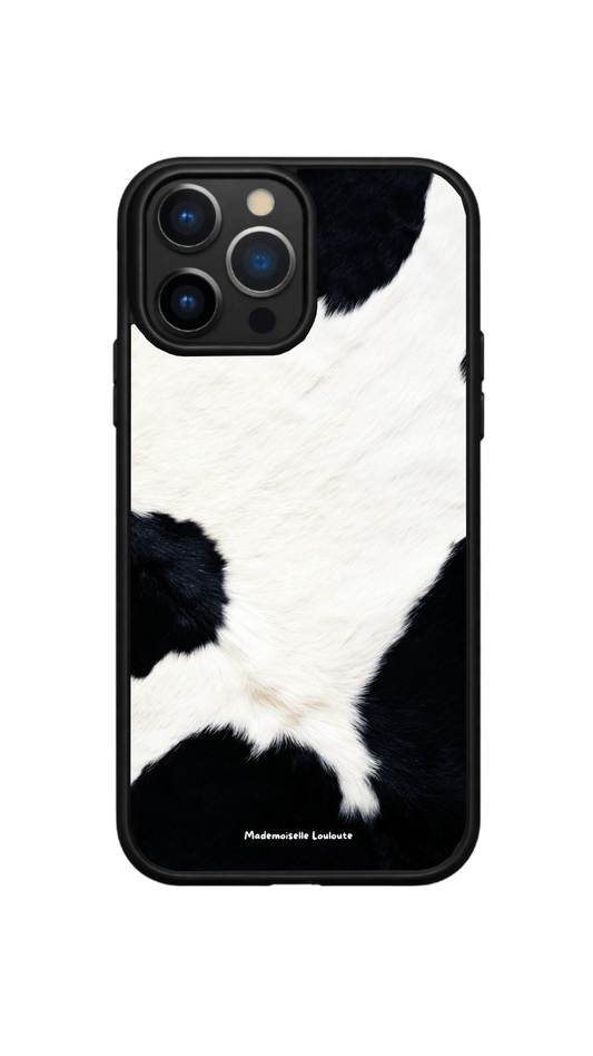 Coque de téléphone Milly avec motif effet fourrure blanche et noire

