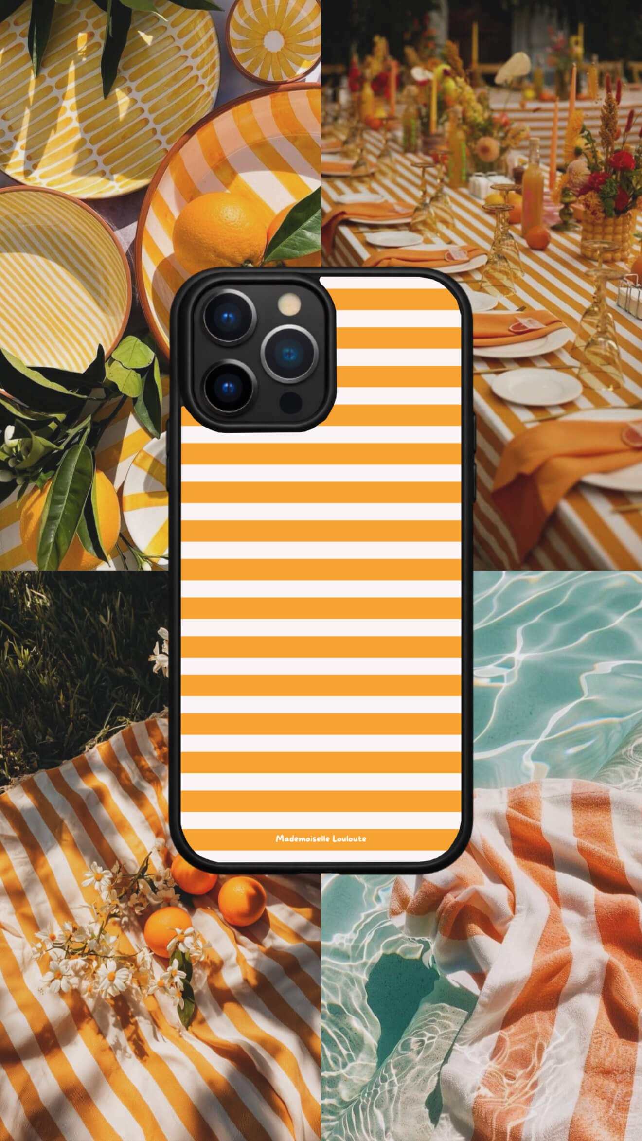 Coque de téléphone Orange Crush orange et crème à rayures