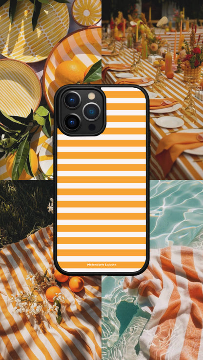 Coque de téléphone Orange Crush orange et crème à rayures