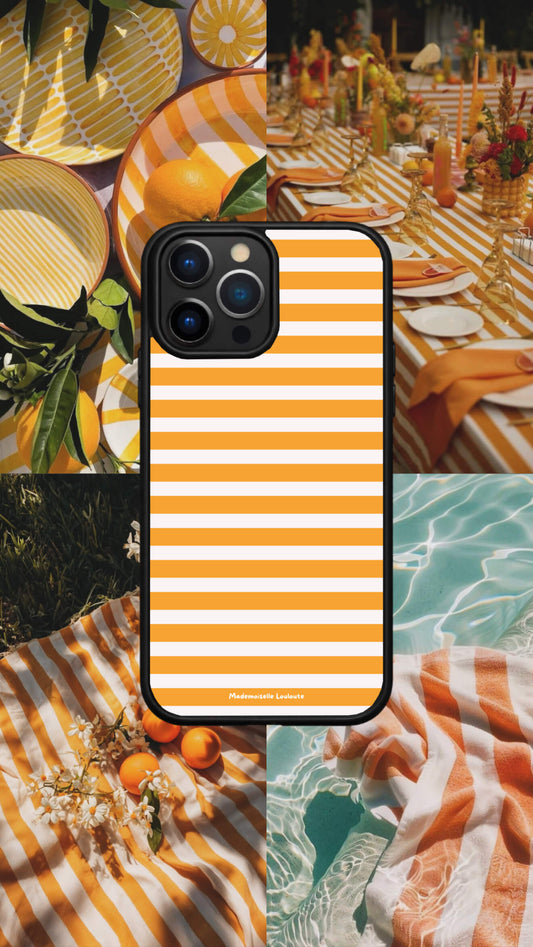 Coque de téléphone Orange Crush orange et crème à rayures