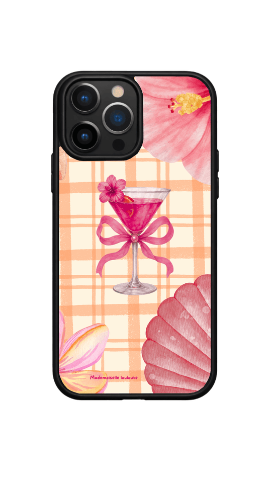 Coque pink sunset, cocktail, fleur 