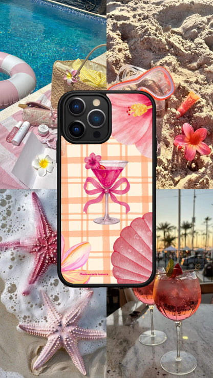 Coque pink sunset, cocktail, fleur 