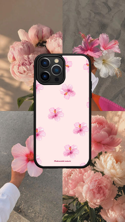 Coque de téléphone Pretty Bloom rose poudré avec fleurs roses