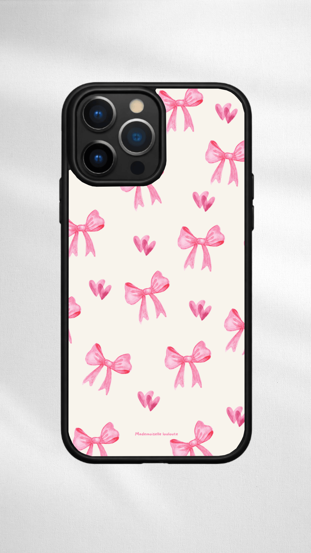 Coque Pinky, noeud et coeur rose 