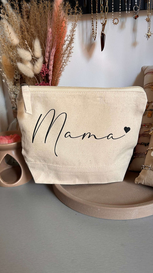 Pochette/ trousse floqué mama en noir 