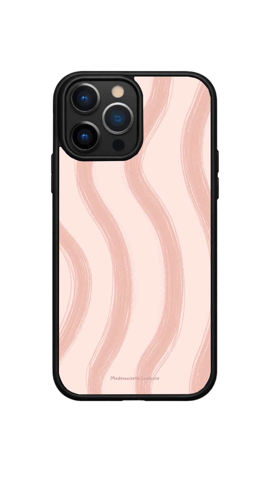 Coque de téléphone Rosy rose poudré avec motif de lignes ondulées